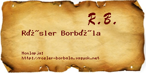 Rösler Borbála névjegykártya